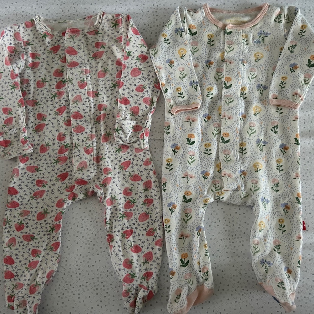 Set of 2 Magnetic Me Footies- strawberries and floral